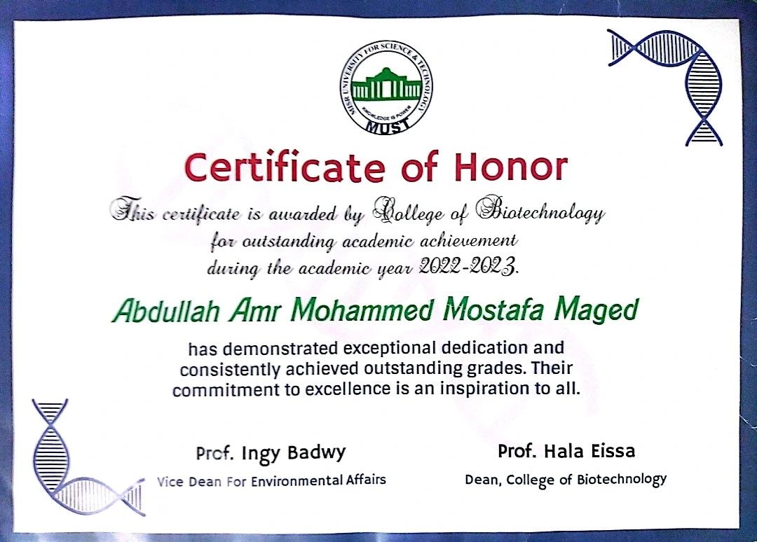 Certificate of Honor